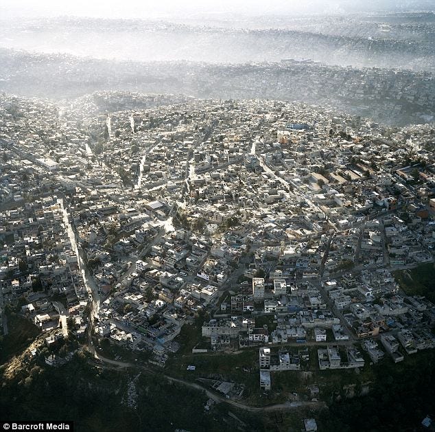 (Suburbia stretches almost endlessly outside Mexico City and plays home to 20 million people)