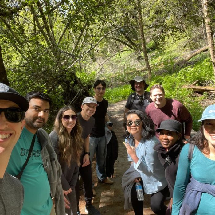 group of people on a hiking trail